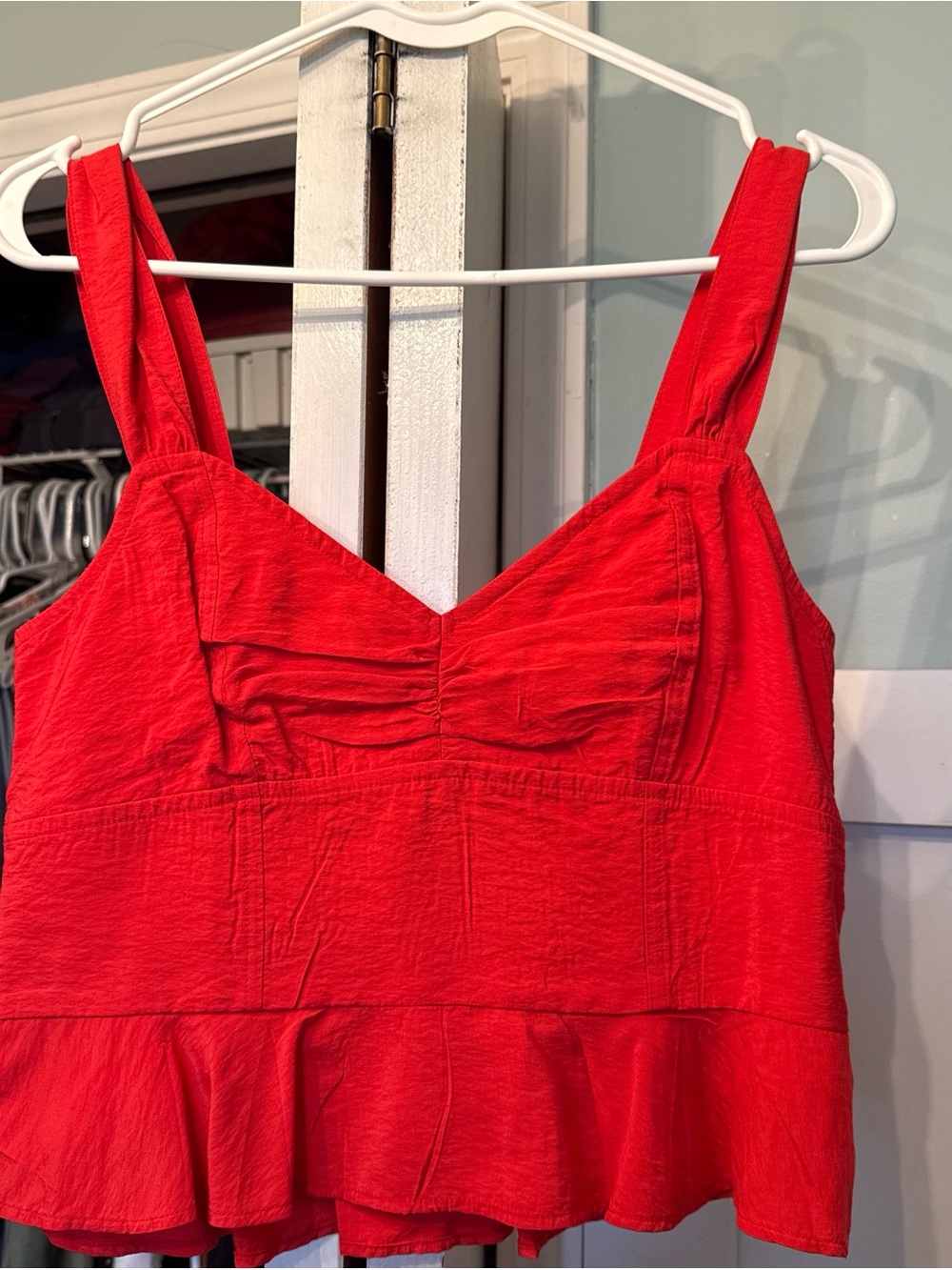 American Eagle Outfitters Red Crop Peplum Top